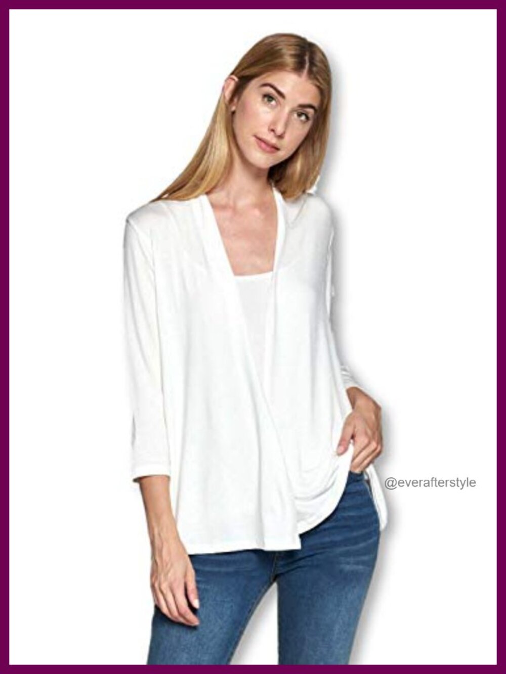 Women's Open Front 3/4 Sleeve Viscose Bamboo Cardigan Lightweight